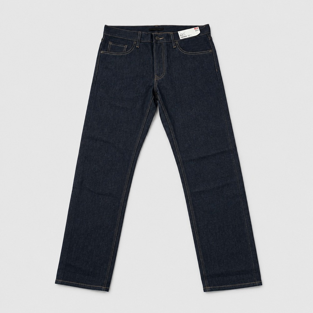 Uniqlo Slim Fit Jeans Mens 33x32 Dark Wash Straight Leg Denim Pants NWT